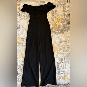 Fashion Nova Black Off-Shoulder Wide-Leg Jumpsuit